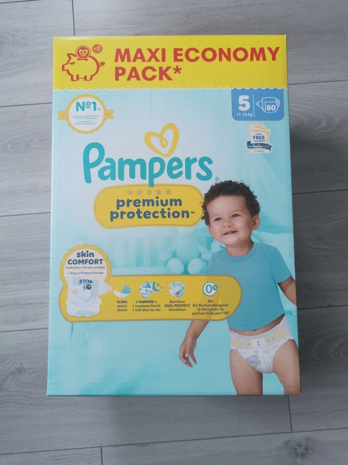 Pampers premium protection, taille 5, 80 couches, 11/16kg