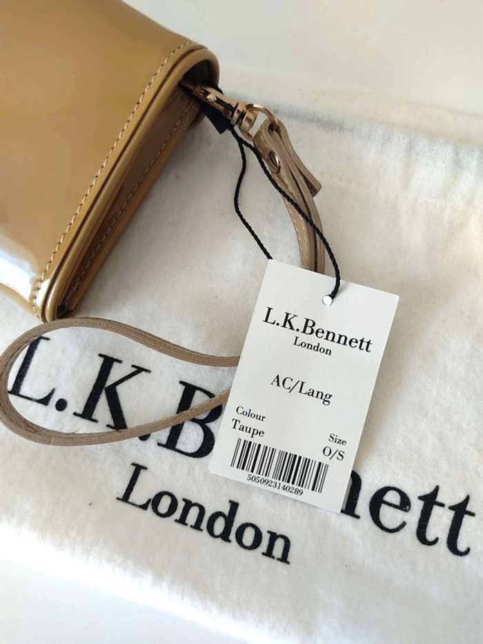 Portefeuille LK Bennett Compagnon en cuir verni taupe - NEUF - photo numéro 9