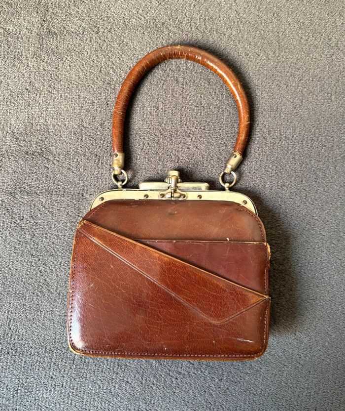 Sac à main ancien en cuir années 30