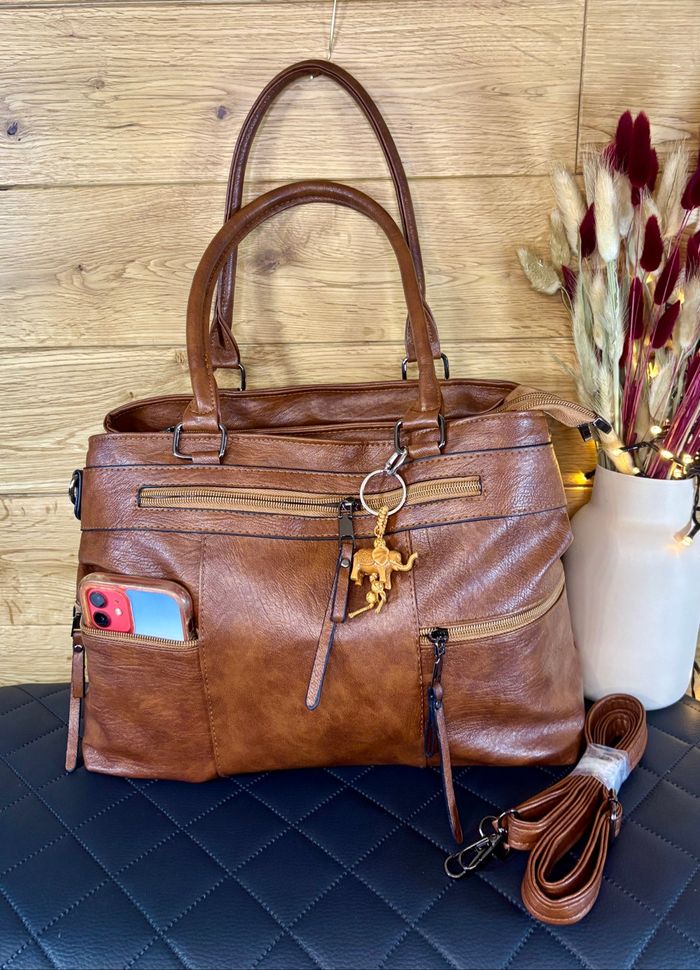Sac à main femme marron automne simili cuir neuf travail voyage bandoulière amovible - photo numéro 2