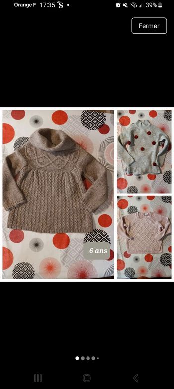 lot 3 pulls chauds 👧 taille 6 ans