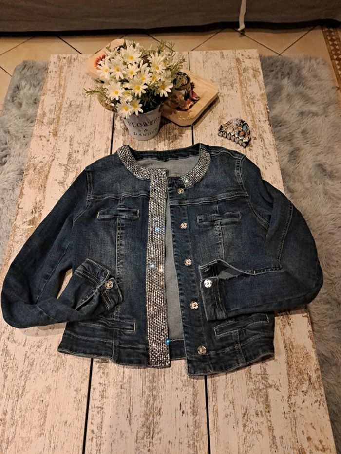 Veste strass en jeans - photo numéro 2