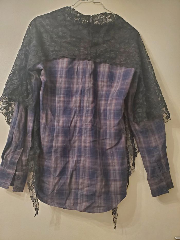 Chemise col dentelle carreaux marine 1060 Clothes T38 - photo numéro 5
