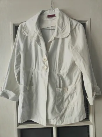 Veste en coton et lin blanche