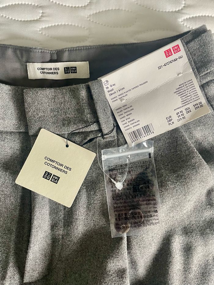 Pantalon fuselé et plissé en tweed Uniqlo Gris Neuf - photo numéro 2