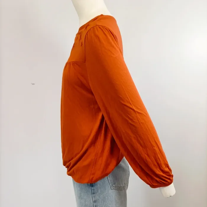 T-shirt manches longues col large v orange (A1004) - photo numéro 4