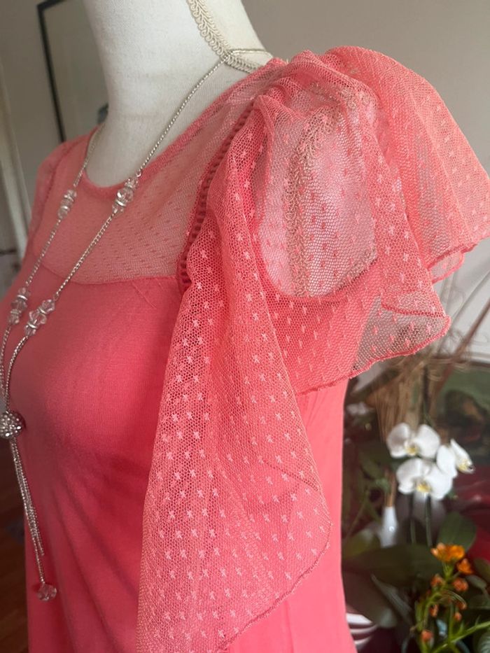 Blouse chic rose manches papillon plumetis NafNaf - photo numéro 4