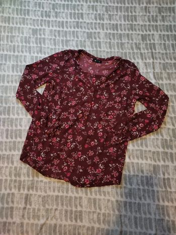 Blouse chemise chemisier manches longues bordeaux fleurs Jennyfer taille S 36