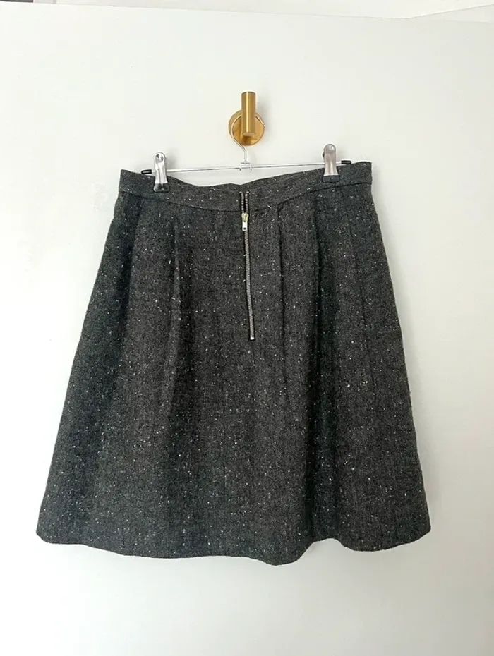 Jupe taille haute avec laine grise kaki doublée Monoprix - photo numéro 2