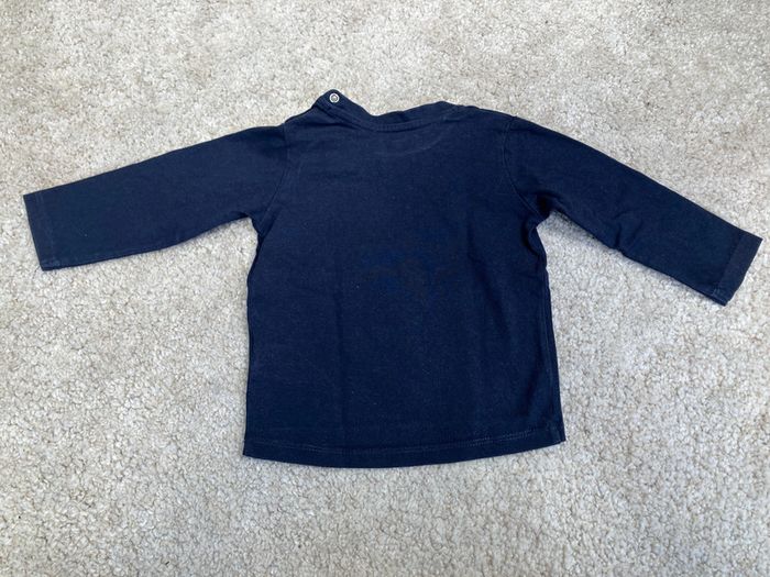 Teeshirt manches longues chat bleu marine mixte - 9 mois - vert baudet - photo numéro 4