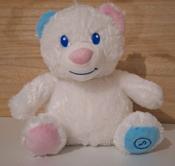 Peluche blanche sonore et lumineuse