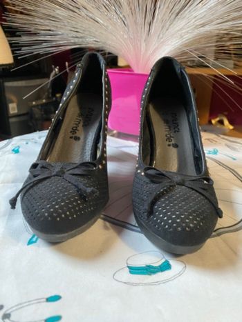 Escarpins talons carrés P37 noirs daim Instinct De Mode