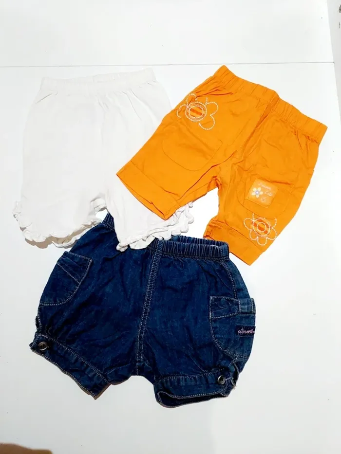 Lot de 3 shorts fille 3 mois