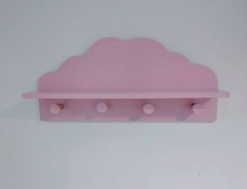 Étagère murale porte manteau nuage en bois 