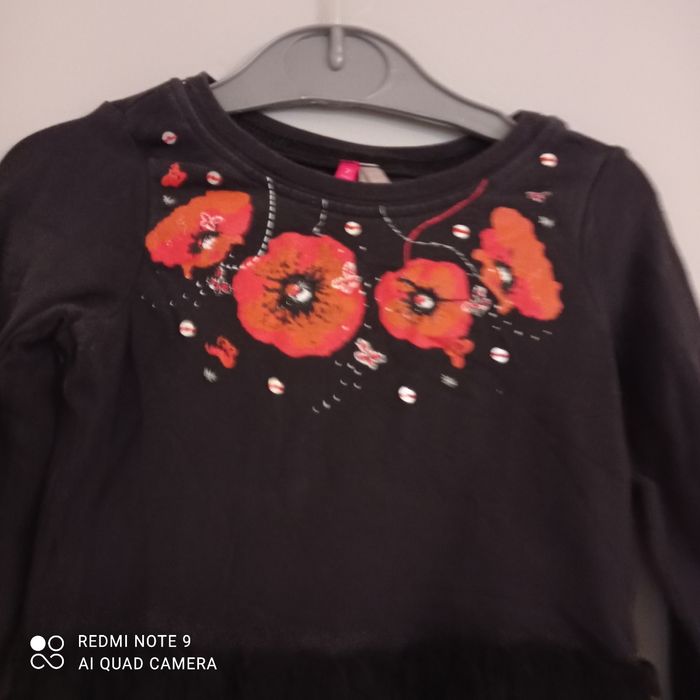 Robe noire coquelicots 2/3ans - photo numéro 2