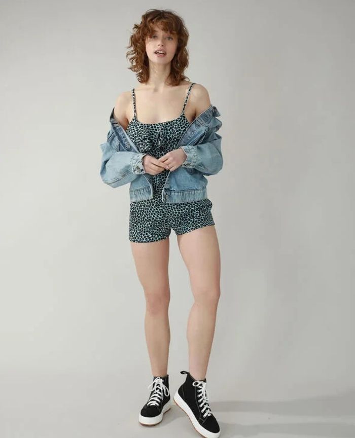 Combishort bleu imprimé léopard - photo numéro 5