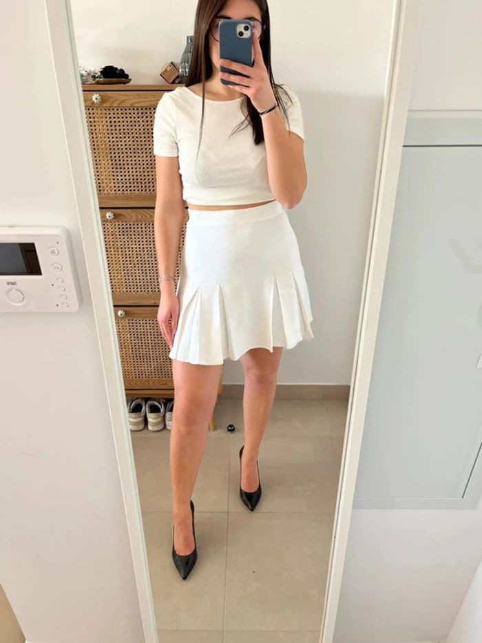 Jupe patineuse/de tennis blanche Zara