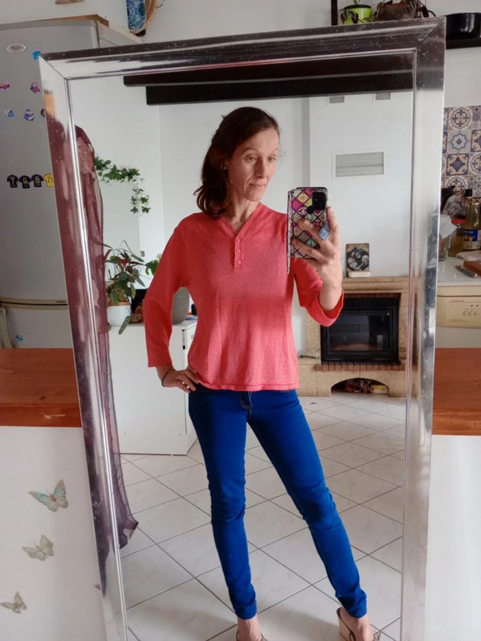 Pull femme 40 rose mailles fines c81 - photo numéro 3
