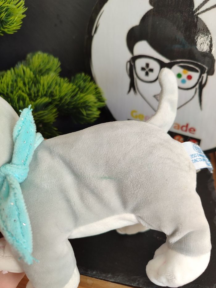 peluche doudou gipsy toys chat gris bleu foulard bandana blanc Paillettes 3464 - photo numéro 4