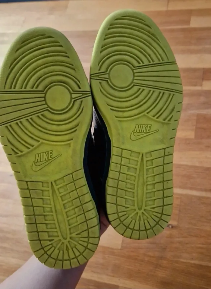 Baskets Nike dunk compensées noir et vert fluo - photo numéro 19