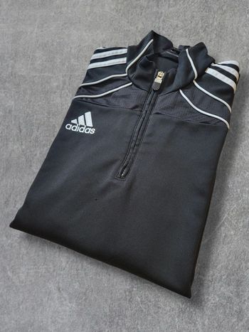 Quart zip sport Adidas noir logo brodé - M~L