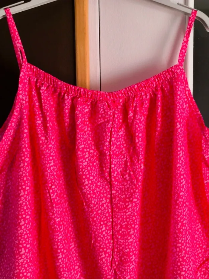 Robe mi longue à fleurs roses fushias et blanches femme XL - photo numéro 11