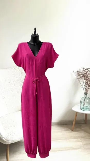 Combinaison unie rose fuchsia