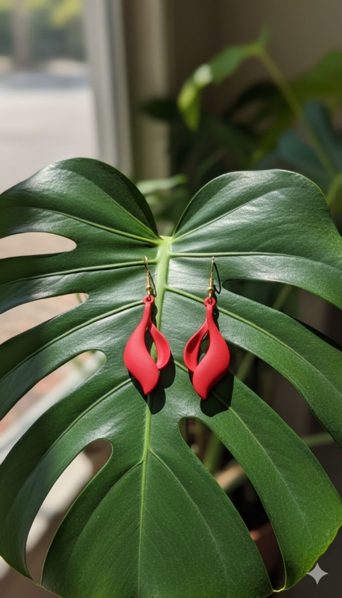 ​🌹💎pièce unique boucle d'oreille vague écarlate - photo numéro 4