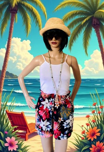 🌴🌺Short vacances Motif Tropical Stradivarius tropical pattern holiday shorts🌺🌴