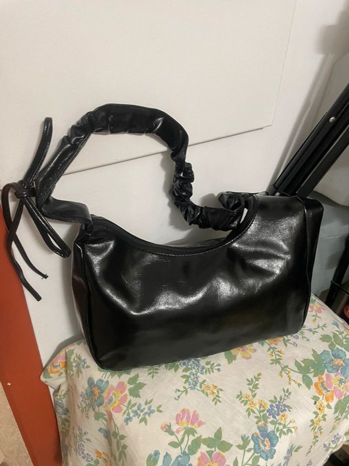 Sac à Épaule Plissé en Cuir Synthétique noir Doux pour Femme - photo numéro 5