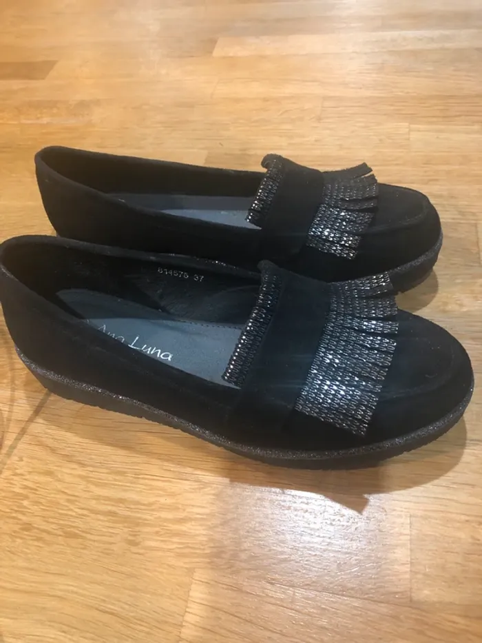 Superbes mocassins nubuck noir T37 - photo numéro 2