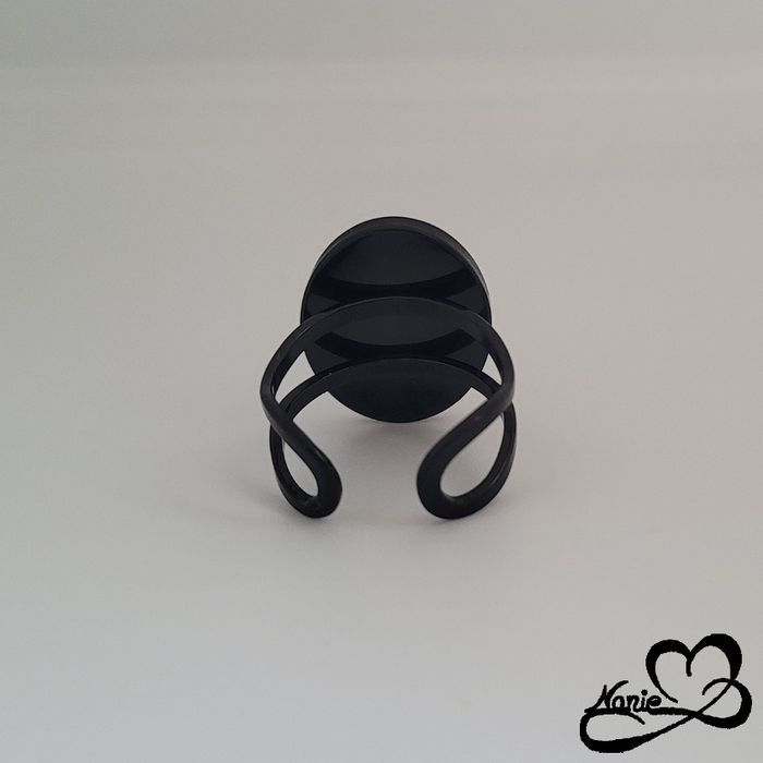Bague ajustable ovale noire avec et dorée - photo numéro 4