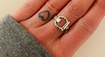 Bague ajustable argenté forme boucle de ceinture acier inoxydable