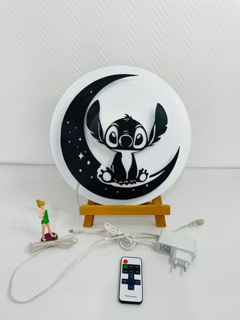 Cadre lumineux (led) réalisé sur disque vinyle 33T silhouette Stitch