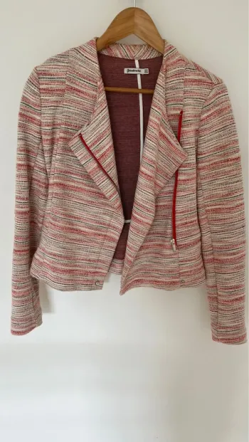 Veste Perfecto tissu tweed court chamarré zippé