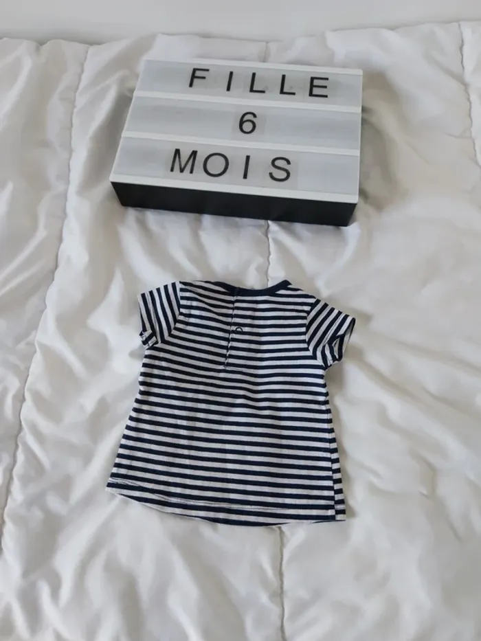 Tee-shirt manche courte fille 6 mois - photo numéro 2