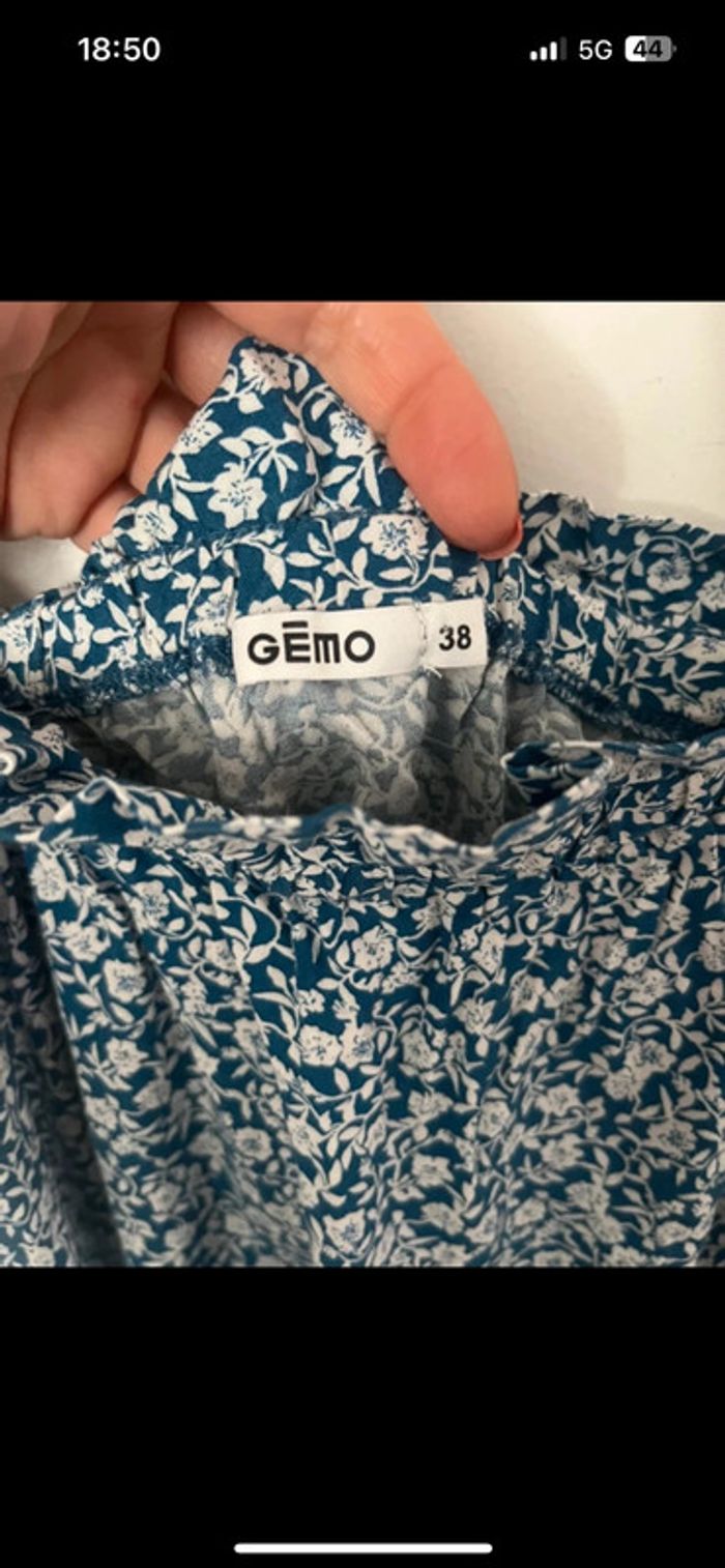 Top fleuri GEMO - Taille 38 - Bleu - photo numéro 3