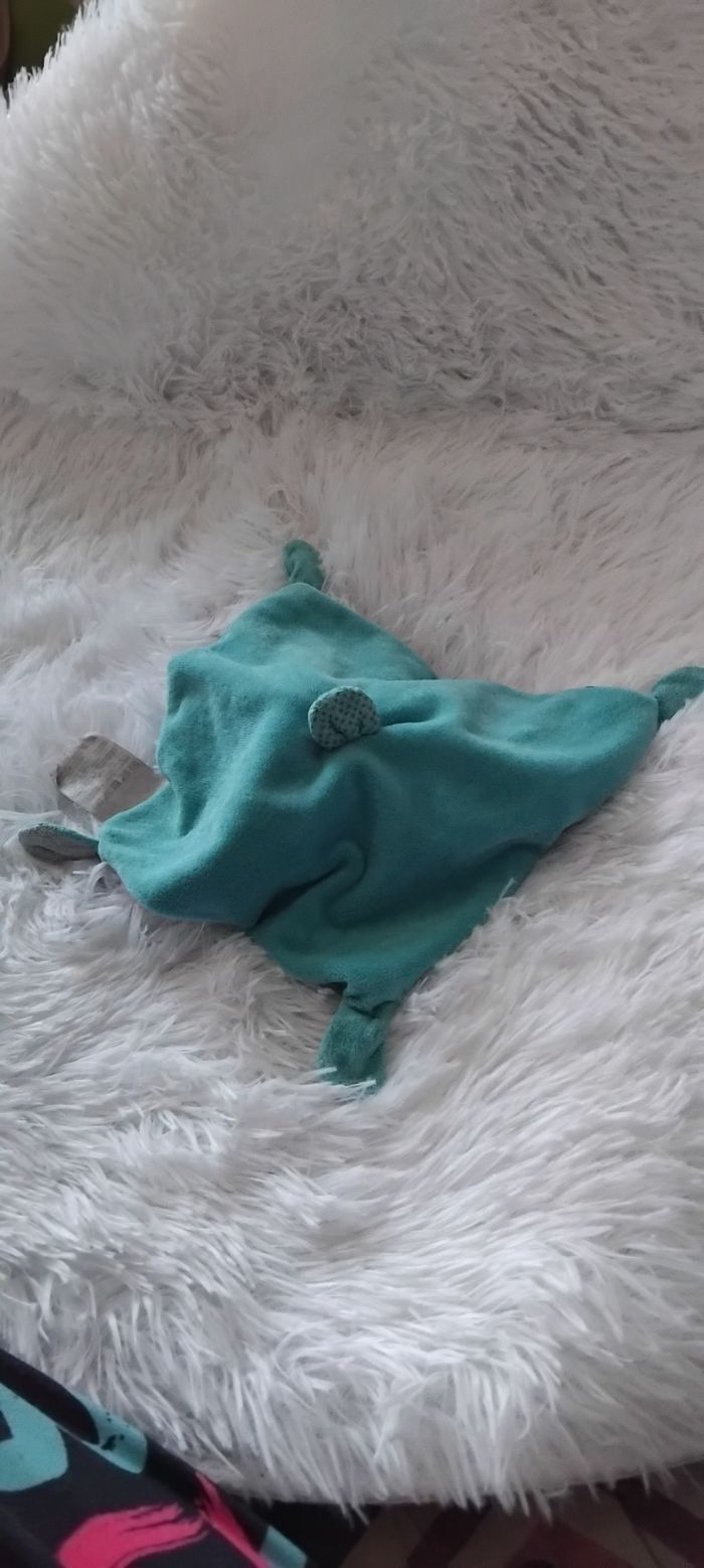 Doudou carré plat cheval Âne bleu et a pois - Mots d Enfants - photo numéro 2