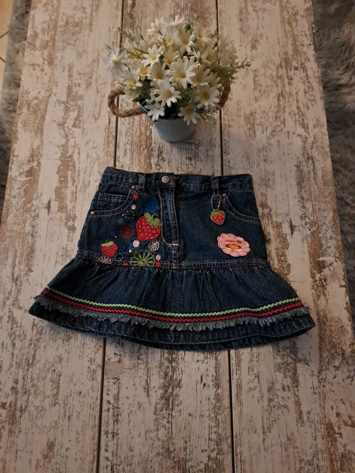 Jupe jean brodé Charlotte aux fraises - photo numéro 10