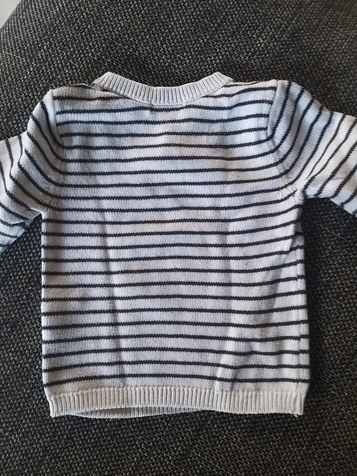 Pull blanc rayé Vertbaudet 12 mois (74 cm) - photo numéro 3