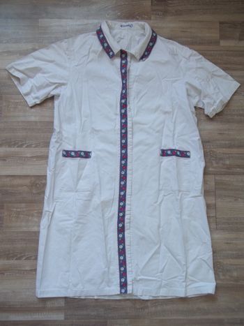 Blouse coton bande bleu fleurie Clemix 44