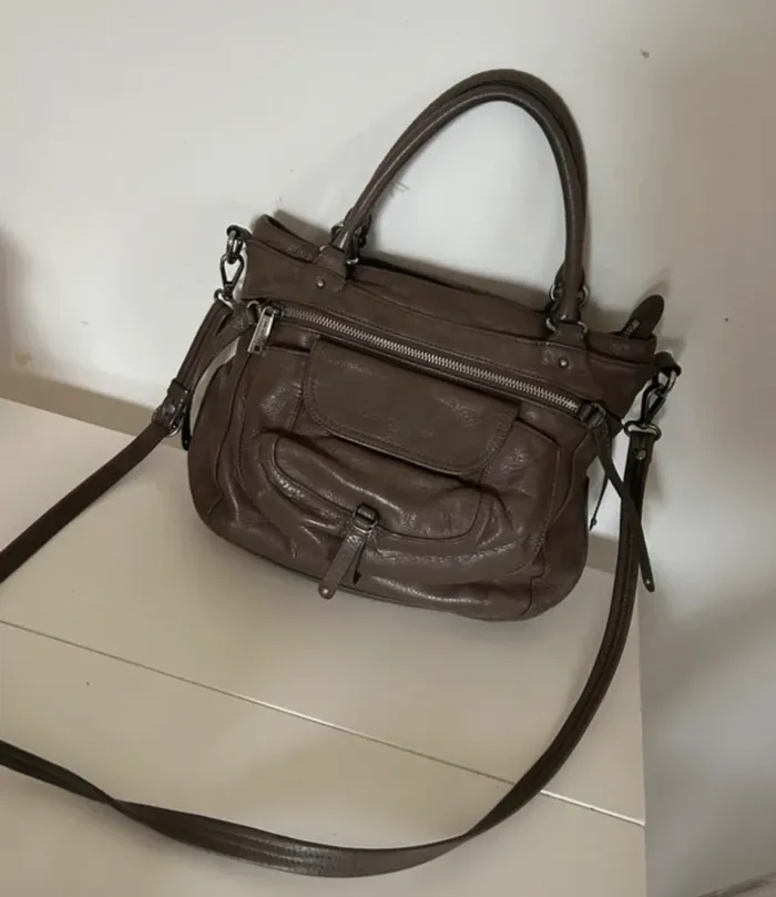 Lancaster sac bandoulière cuir gris femme soft, vintage Nova - photo numéro 5