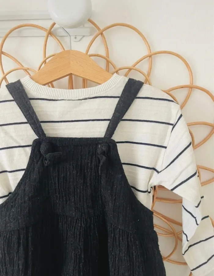 Ensemble salopette robe et pull marinière Zara - photo numéro 3