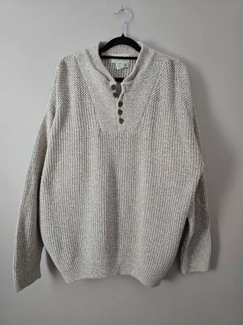 Pull Eddie Bauer col boutonné beige taille XXL – Style classique et confort optimal