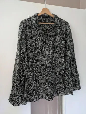Magnifique haut blouse femme noir & marron Monoprix Autreton taille 48