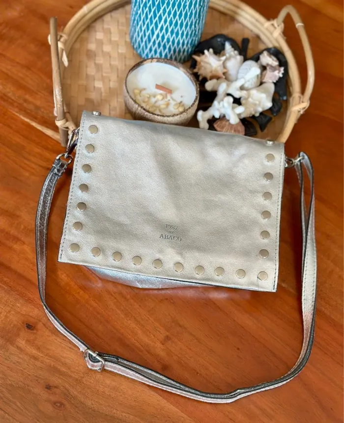 Sac bandoulière en cuir argenté Abaco - photo numéro 2