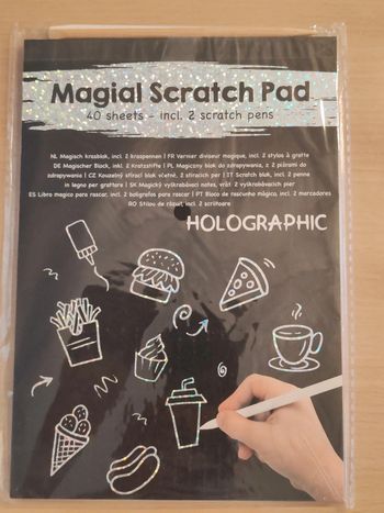 Jouet divertissement loisirs holographique magical scratch papep dessin 40 feuilles noires argenté