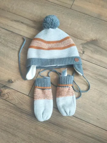 Ensemble bonnet et gants bébé garçon 12/18 mois Obaïbi