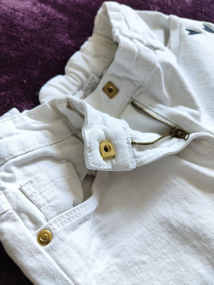 Pantalon fille  jeans large blanc Orchestra 10 ans - photo numéro 4