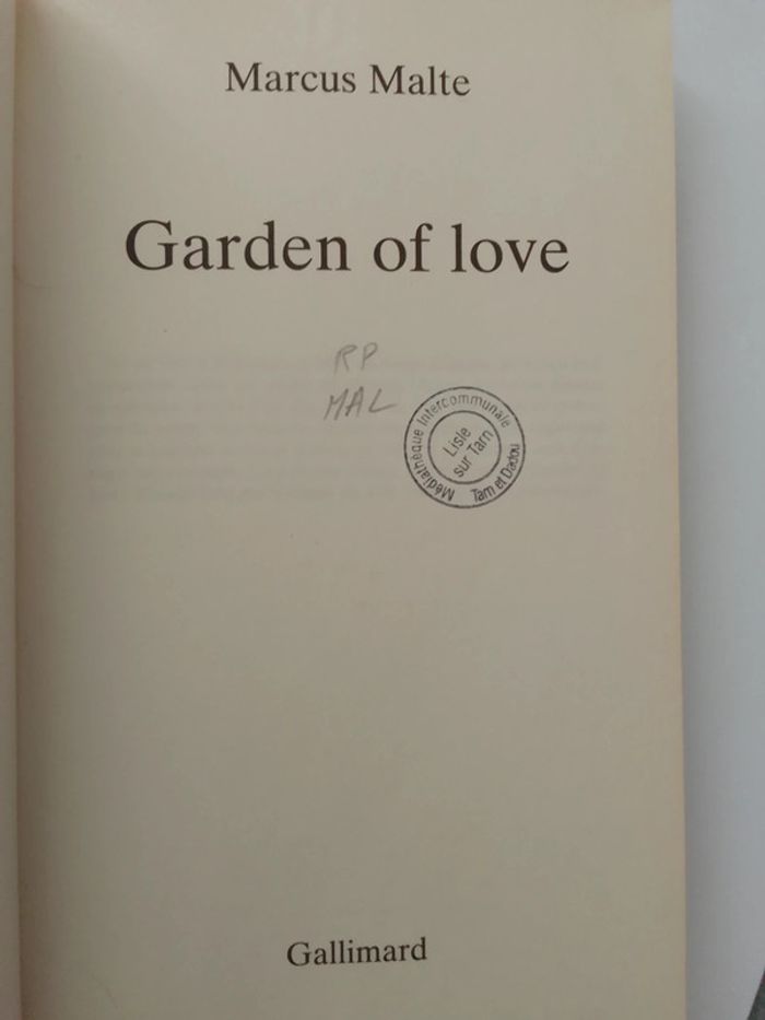 Marcus Malte - Garden of love - photo numéro 3